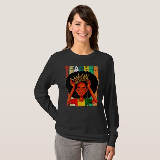 Black Woman Teacher Afro Retro Matching Black Hist T-Shirt (Vorne ganz)