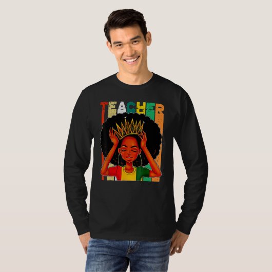 Black Woman Teacher Afro Retro Matching Black Hist T-Shirt (Vorne ganz)