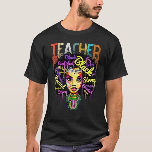 Black Woman Teacher Afro Shirt Black History Month (Vorderseite)