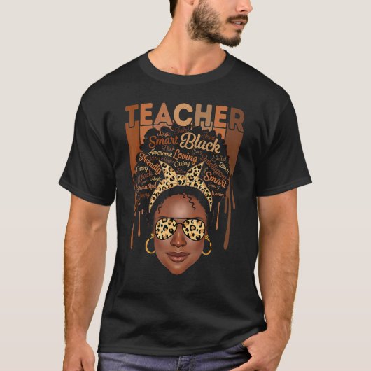 Black Woman Teacher Afro Smart African American Lo T-Shirt (Vorderseite)