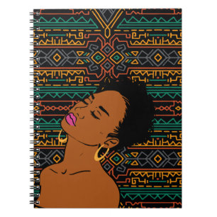 Black Woman Tribal Muster Notebook Notizblock