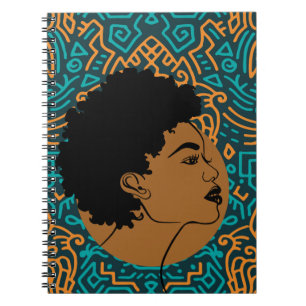 Black Woman Tribal Muster Notebook Notizblock