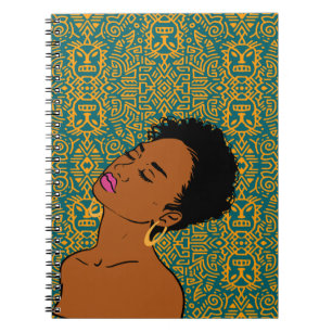 Black Woman Tribal Muster Notebook Notizblock