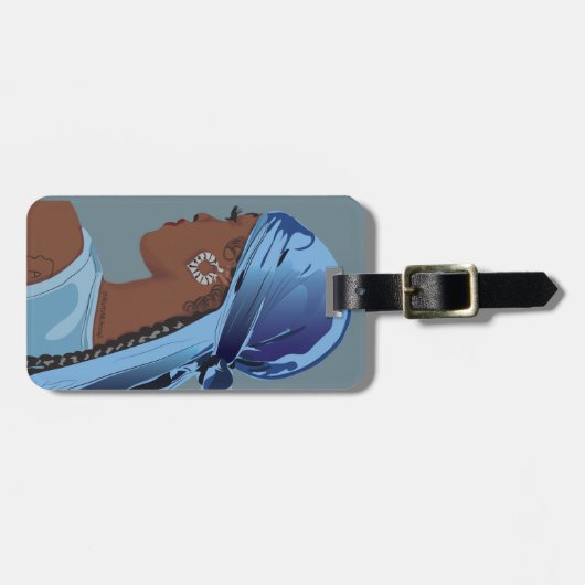 Black woman with durag artwork gepäckanhänger (Vorderseite horizontal)