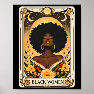 Black Women Afro Hair Black History Tarot Ca Poster
