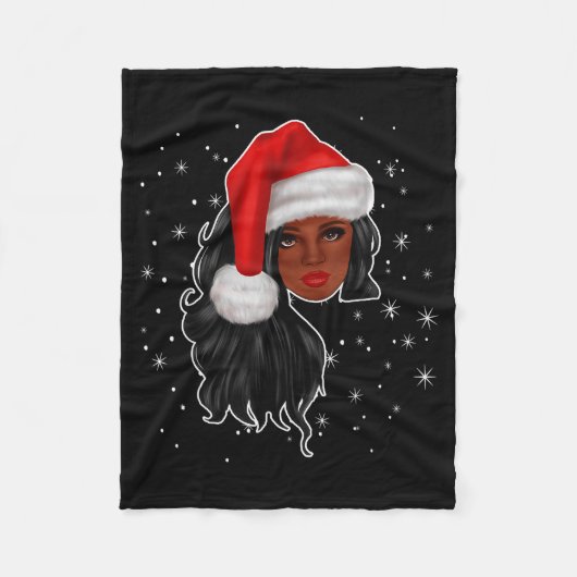 Black Women Christmas Santa Claus Afro American Fu Fleecedecke (Vorderseite)