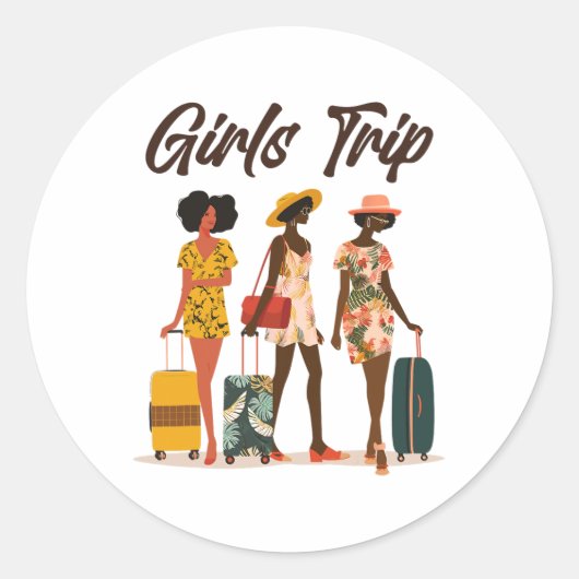 Black Women Girls Trip Afro Königin Melanin Afrika Runder Aufkleber (Vorderseite)