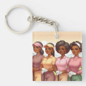 Black Women Golfing Ball Marker Schlüsselanhänger (Vorderseite)