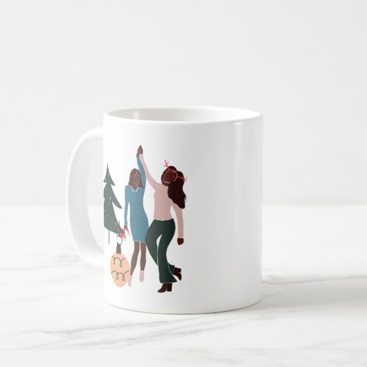 Black Women Illustriert Weihnachtskaffee Tasse (Vorderseite Links)