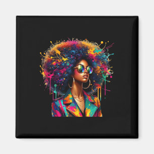 Black Women Melanin Queen Strong Afro African Trop Magnet
