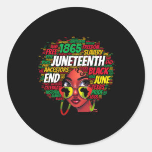 Black Women Messy Bun Juneteenth Celebrate Indepen Runder Aufkleber