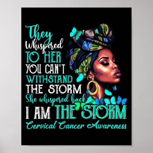 Black Women Motivation Suprt Cervical Cancer Aware Poster (Vorne)