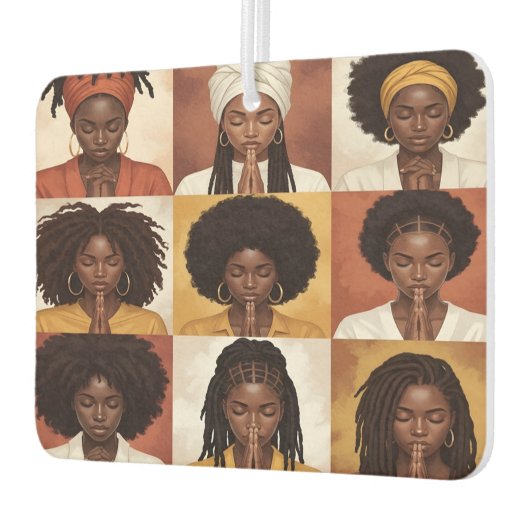 Black Women Praying Air Freshener Autolufterfrischer (Links)