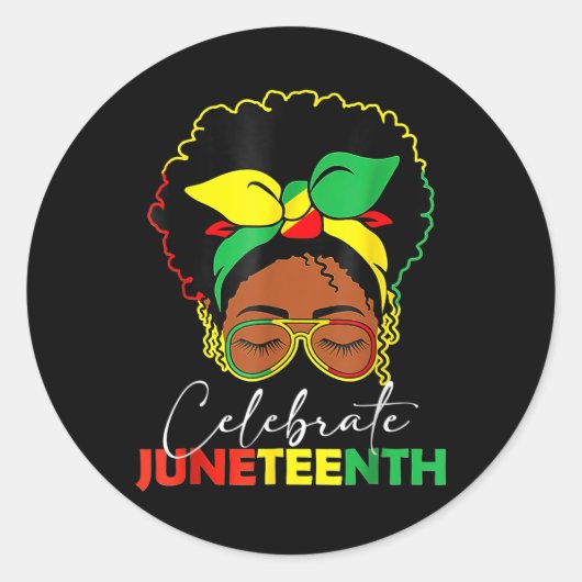 Black Womens Juneteenth Celebrate Runder Aufkleber (Vorderseite)