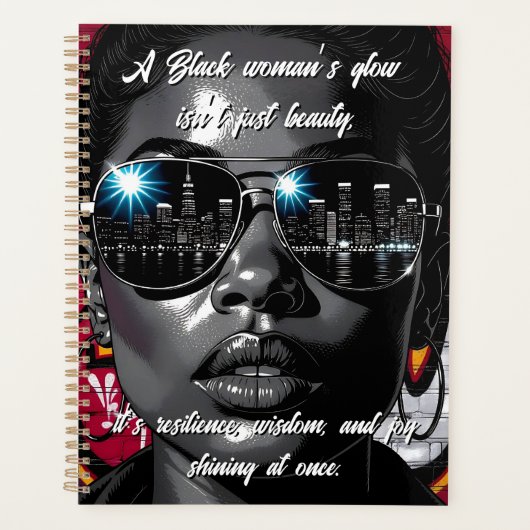 Black Women's Quote | City Skyline in Sunglasses Planer (Vorderseite)