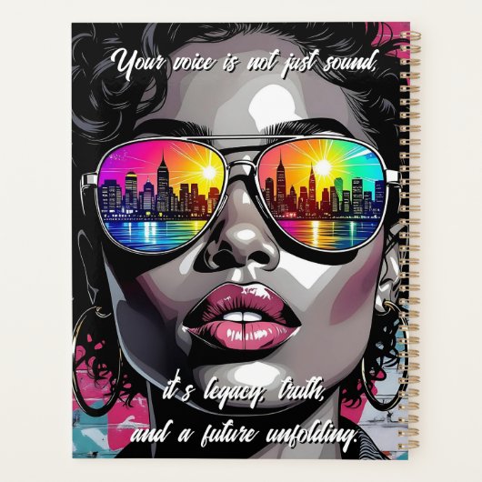 Black Women's Quote | City Skyline in Sunglasses Planer (Rückseite)