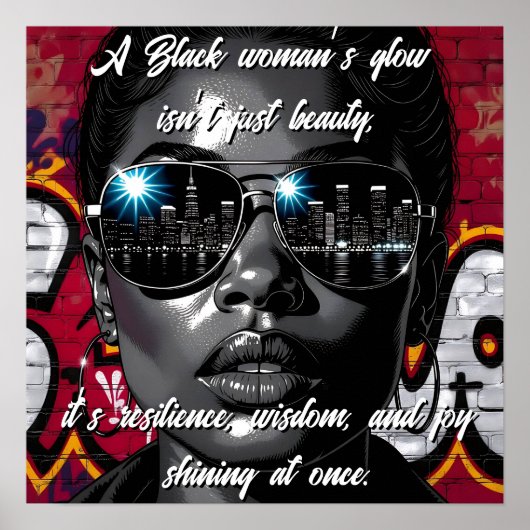 Black Women's Quote | City Skyline in Sunglasses Poster (Vorne)