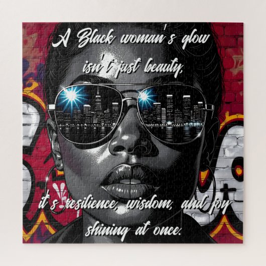 Black Women's Quote | City Skyline in Sunglasses Puzzle (Vertikal)