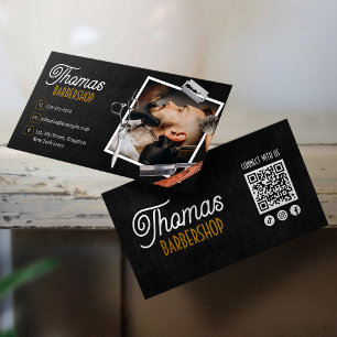 Black Wood BarberShop Haarschneidemaschine Verbind Visitenkarte