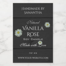 Black Wood Grain Product Packaging Labels Daisies