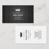 Black Wood Grain Royal Crown Doppelseitig Visitenkarte (Vorne/Hinten)