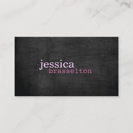 Black Wood Pink Typografy Business Card Visitenkarte (Vorderseite)