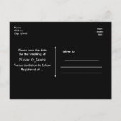 Black Wood SAVE THE DATE Glam Rustic Wedding Foto Ankündigungspostkarte (Rückseite)