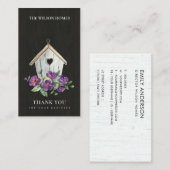 BLACK WOODEN FLORAL BIRD HOTEL DANK IHNEN REALTOR VISITENKARTE (Vorne/Hinten)