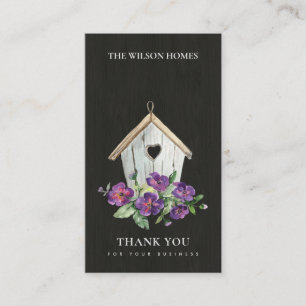 BLACK WOODEN FLORAL BIRD HOTEL DANK IHNEN REALTOR VISITENKARTE