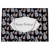 Black Wool Strick Hats Wasserfarbe Handgemalt Große Geschenktüte (Vorderseite)