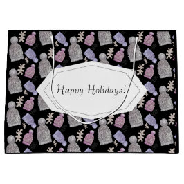 Black Wool Strick Hats Wasserfarbe Handgemalt Große Geschenktüte