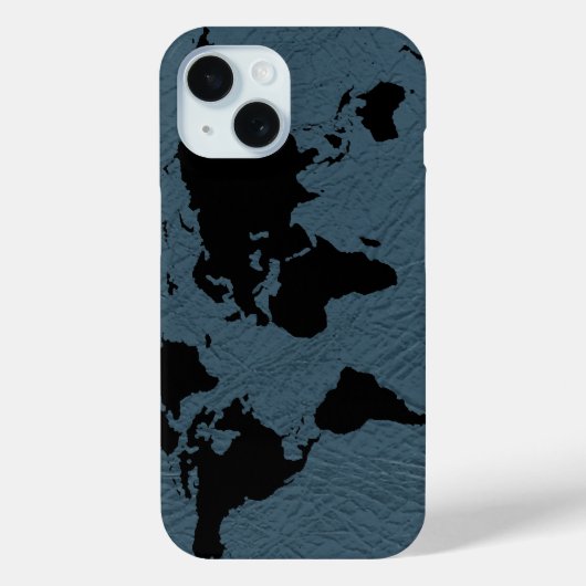 Black World Map Blue Case-Mate iPhone Hülle (Rückseite)