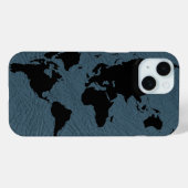 Black World Map Blue Case-Mate iPhone Hülle (Rückseite (Horizontal))