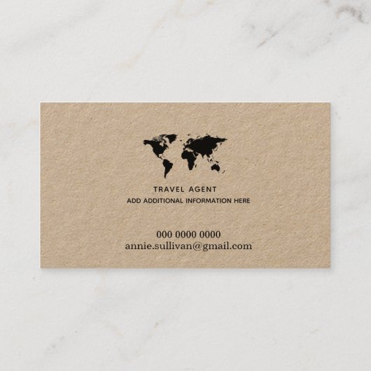 Black World Map Travel Agent (Option auf Kraftüber Visitenkarte (Rückseite)