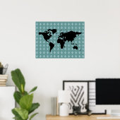 Black World with Anchors Pattern Poster (Heimbüro)