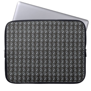 Black Woven Leather Pattern Laptopschutzhülle