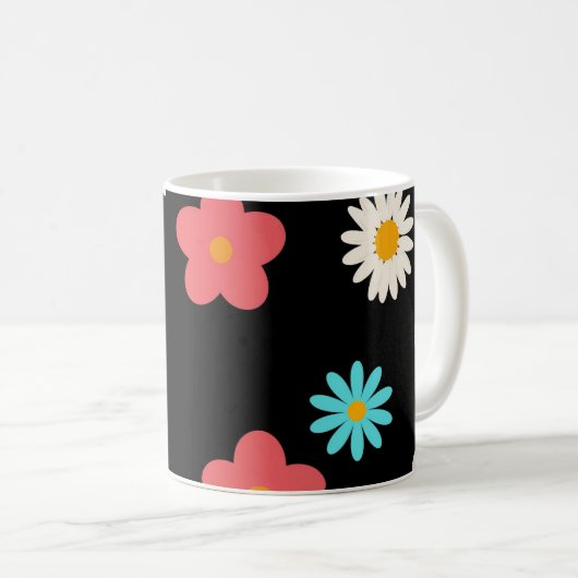 Black Y2K Wildblume Bold Retro Spring Kitchen Kaffeetasse (VorderseiteRechts)