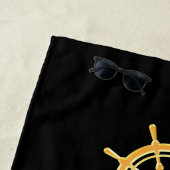 Black Yacht Bootsname Gold Lenkradstreifen Strandtuch (Beispiel)