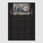 Black Year 2026 Photo Calendar with Foliage Magnetkarte (Vorderseite)