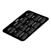 Black Yearly Calendar 2020 Kleine flexible Magnete (Linke Seite)