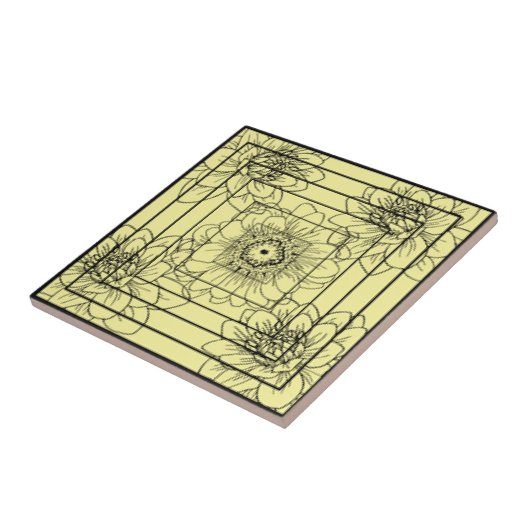 Black Yeller Florah Squared Fliese (Seite)