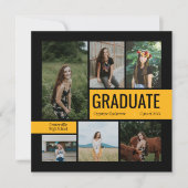 Black & Yellow 6 Foto Abschluss Einladung (Vorderseite)