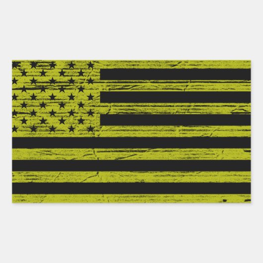 Black & Yellow American USA Flag Grunge Stickers (Vorderseite)