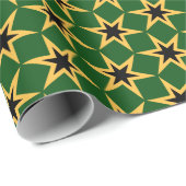 Black Yellow And Green Star Pattern Geschenkpapier (Rolleneckpunkt)