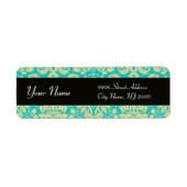 BLACK YELLOW AQUA BLUE AQUAMARIN DAMASK (Vorne)