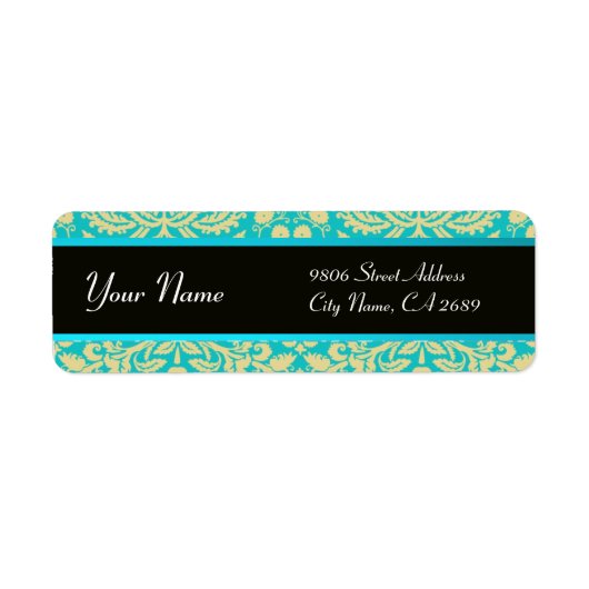 BLACK YELLOW AQUA BLUE AQUAMARIN DAMASK (Vorne)