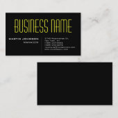 Black Yellow Charming Manager Business Card Visitenkarte (Vorne/Hinten)