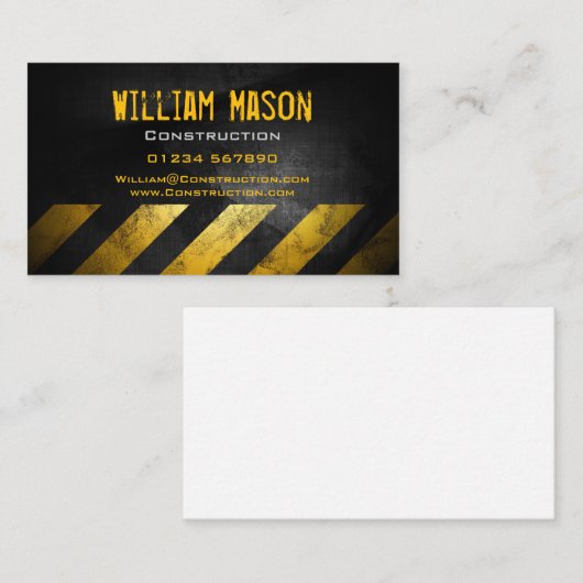 Black Yellow Chevrons Business Card Visitenkarte (Vorne/Hinten)