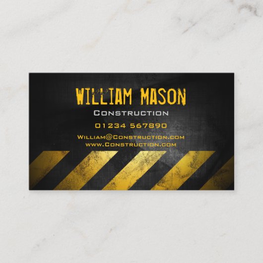 Black Yellow Chevrons Business Card Visitenkarte (Vorderseite)