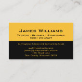 Black Yellow Construction Business Card Visitenkarte (Rückseite)